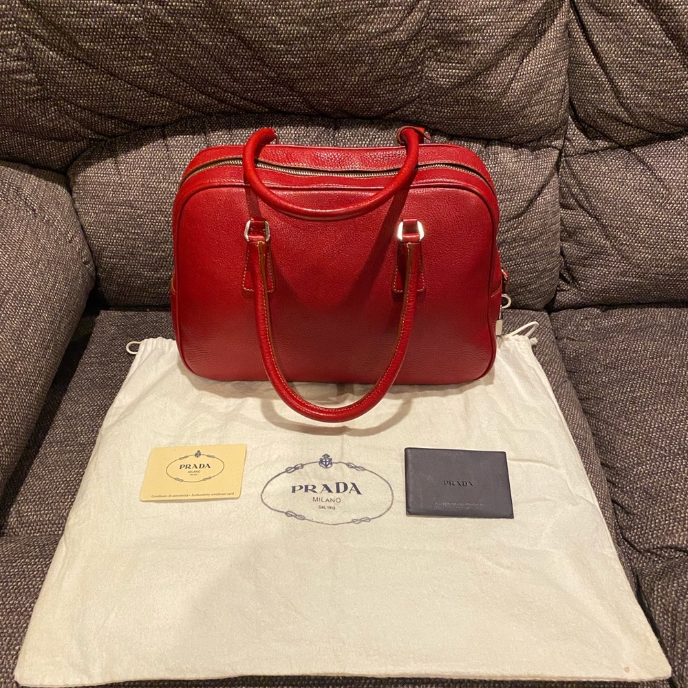 Prada Red Leather Shoulder Bag - Picture 12 of 15